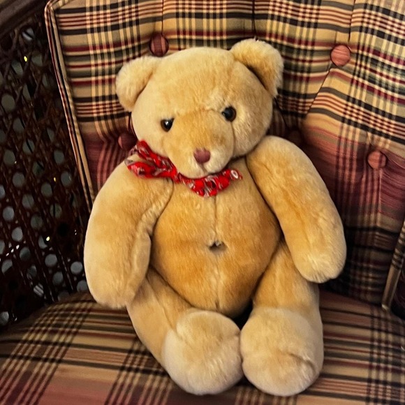 Eden Other - Vtg Eden Toys‎ Musical Teddy Bear 80s Plush Music Box Korea Red Bow Collectible